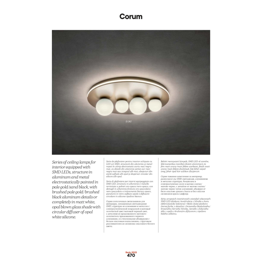 Redo 01-2657 - CORUM LED-taklampa 48 W, 230 V, 3000 K, CRI 90, vit
