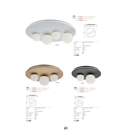 Redo 01-2657 - CORUM LED-taklampa 48 W, 230 V, 3000 K, CRI 90, vit