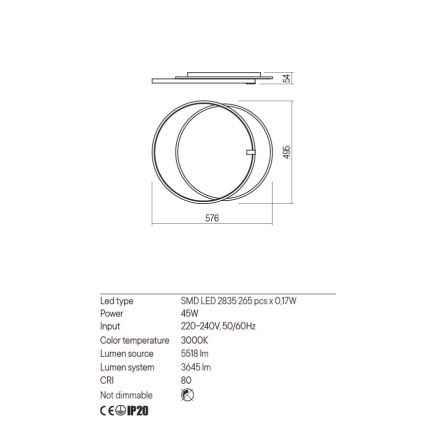 Redo 01-2660 - LED taklampa ARP LED/45W/230V svart
