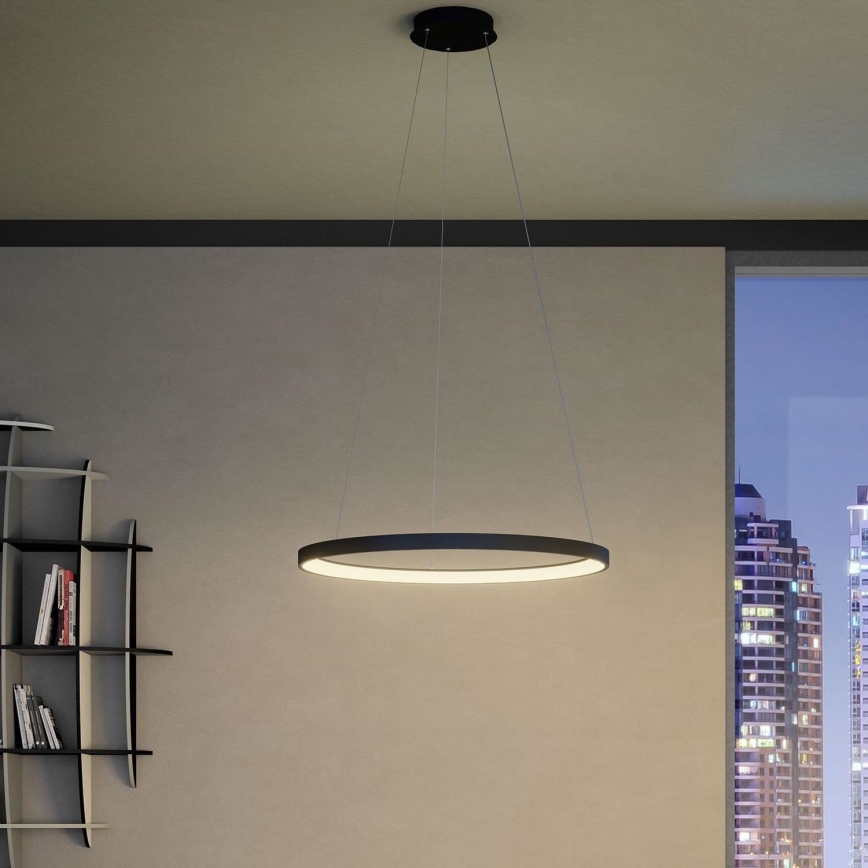 Redo 01-2674- LED ljusreglerad ljuskrona på textilsladd ICONIC LED/50W/230V diameter 58 cm svart