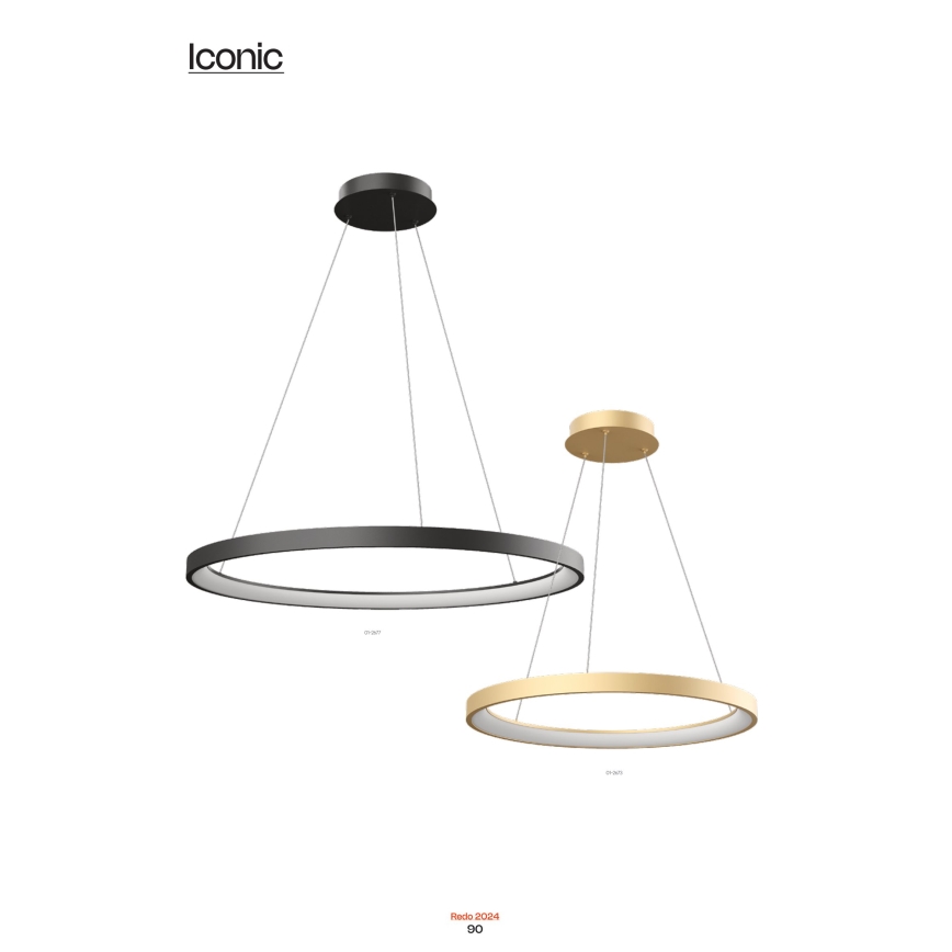 Redo 01-2676 - LED ljusreglerad ljuskrona på textilsladd ICONIC LED/60W/230V diameter 78 cm guld