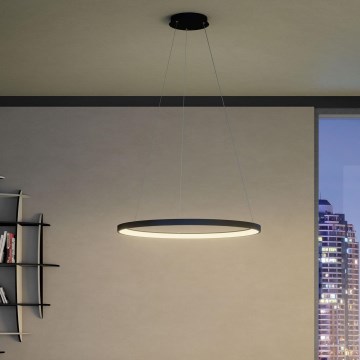 Redo 01-2677 - LED ljusreglerad ljuskrona på textilsladd ICONIC LED/60W/230V diameter 78 cm svart