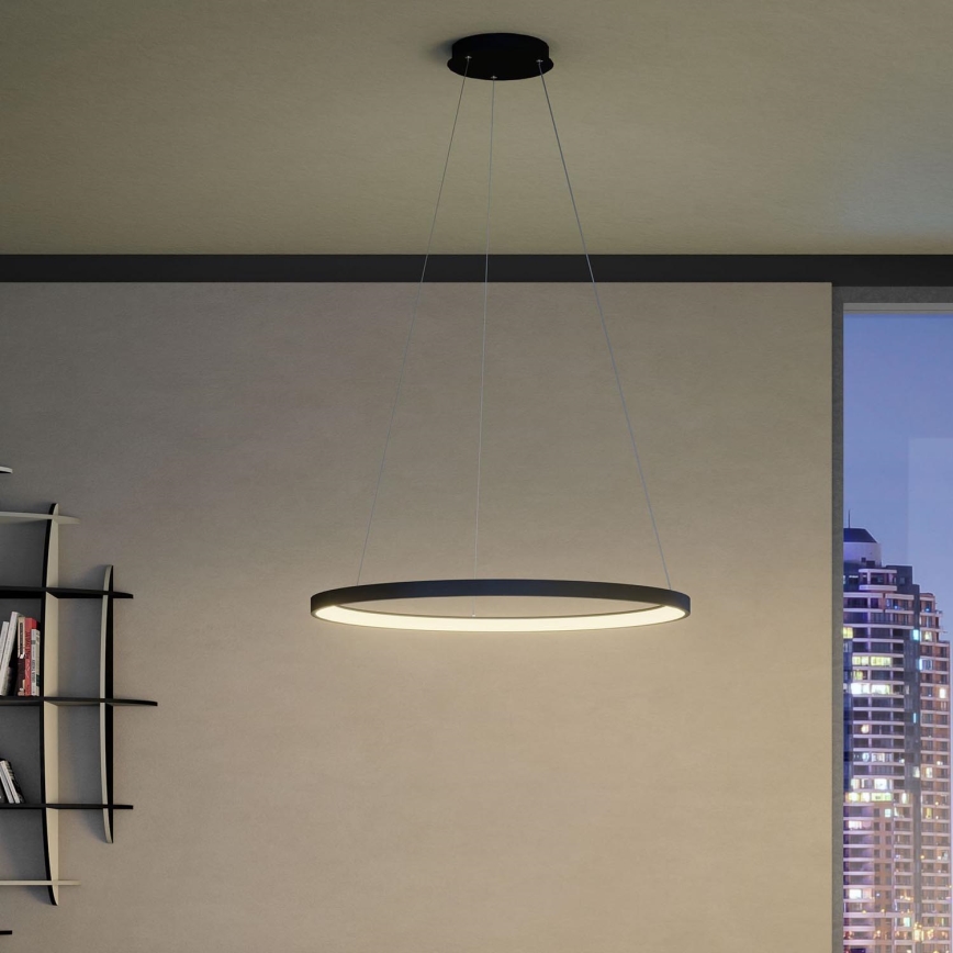 Redo 01-2677 - LED ljusreglerad ljuskrona på textilsladd ICONIC LED/60W/230V diameter 78 cm svart