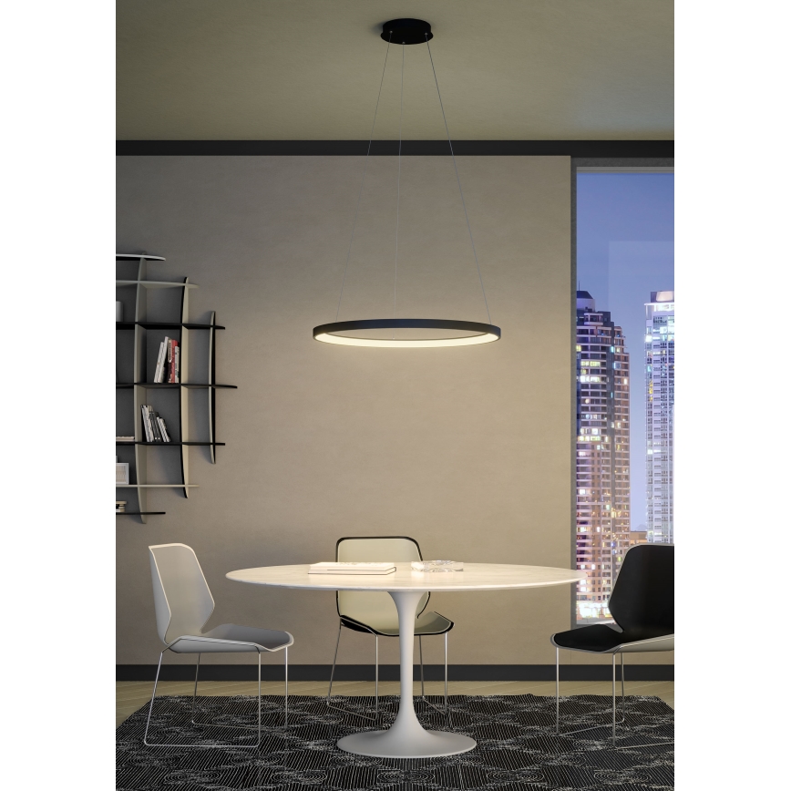 Redo 01-2677 - LED ljusreglerad ljuskrona på textilsladd ICONIC LED/60W/230V diameter 78 cm svart