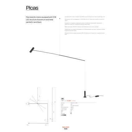 Redo 01-2695 - LED Dimbar golvlampa PICAS LED/12W/230V svart