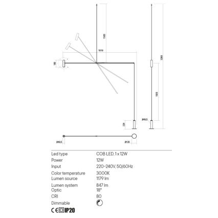 Redo 01-2695 - LED Dimbar golvlampa PICAS LED/12W/230V svart