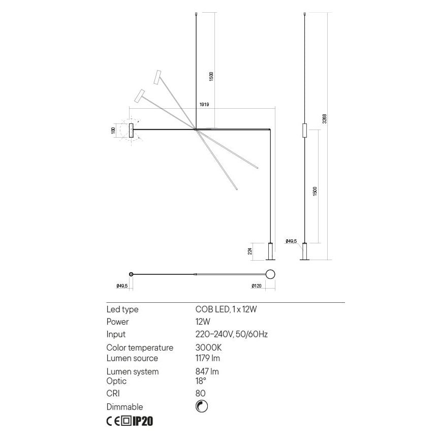 Redo 01-2695 - LED Dimbar golvlampa PICAS LED/12W/230V svart
