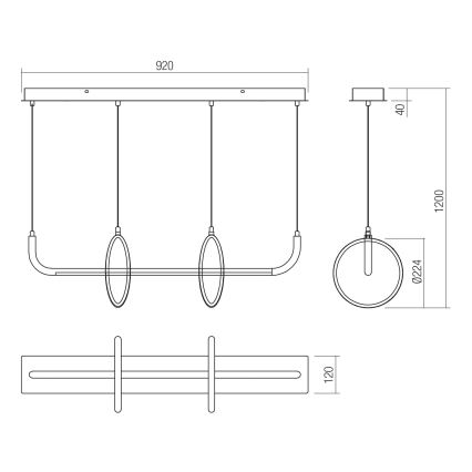 Redo 01-2705 - LED-pendel på vajer OLIMP LED/40W/230V 3000/4000/6500K svart