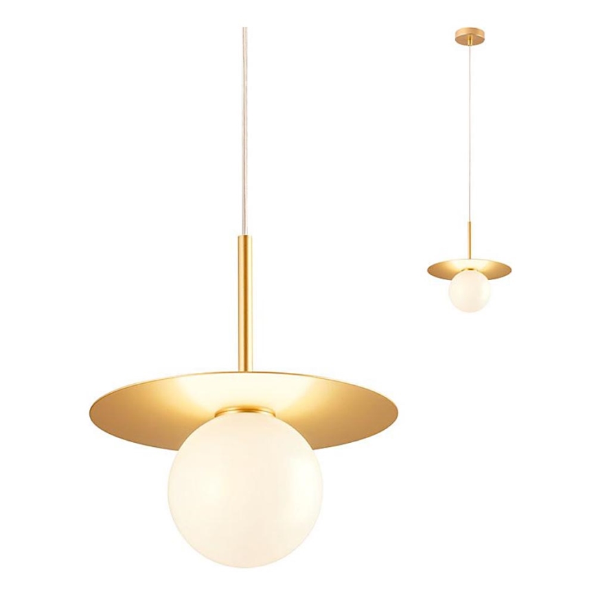 Redo 01-2727 - Ljuskrona med textilsladd PLATO 1xG9/10W/230V diameter 20 cm guld