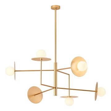 Redo 01-2733 - Pendelkrona PLATO 6xG9/10W/230V guld