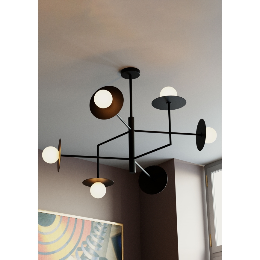 Redo 01-2734 - Pendelkrona PLATO 6xG9/10W/230V svart