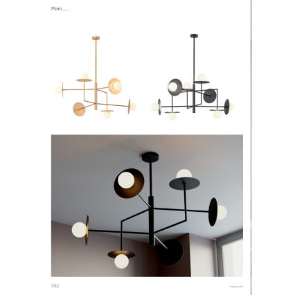 Redo 01-2734 - Pendelkrona PLATO 6xG9/10W/230V svart