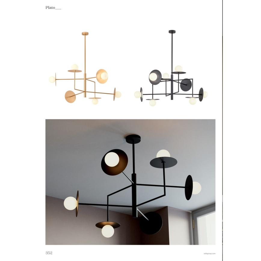 Redo 01-2734 - Pendelkrona PLATO 6xG9/10W/230V svart