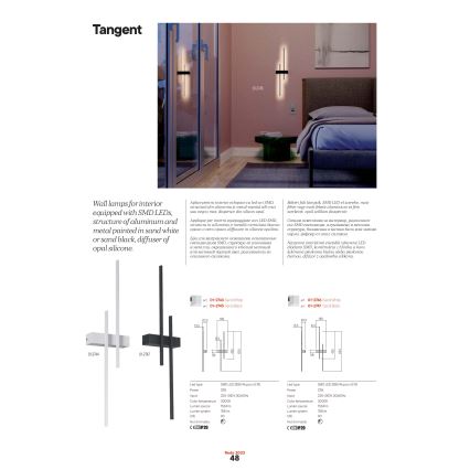 Redo 01-2745 - LED-vägglampa TANGENT LED/13W/230V CRI 90 svart