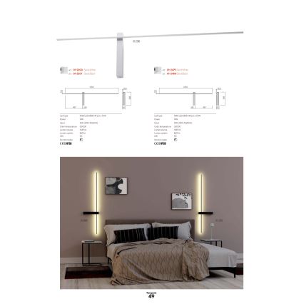 Redo 01-2745 - LED-vägglampa TANGENT LED/13W/230V CRI 90 svart