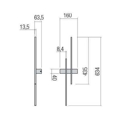 Redo 01-2745 - LED-vägglampa TANGENT LED/13W/230V CRI 90 svart
