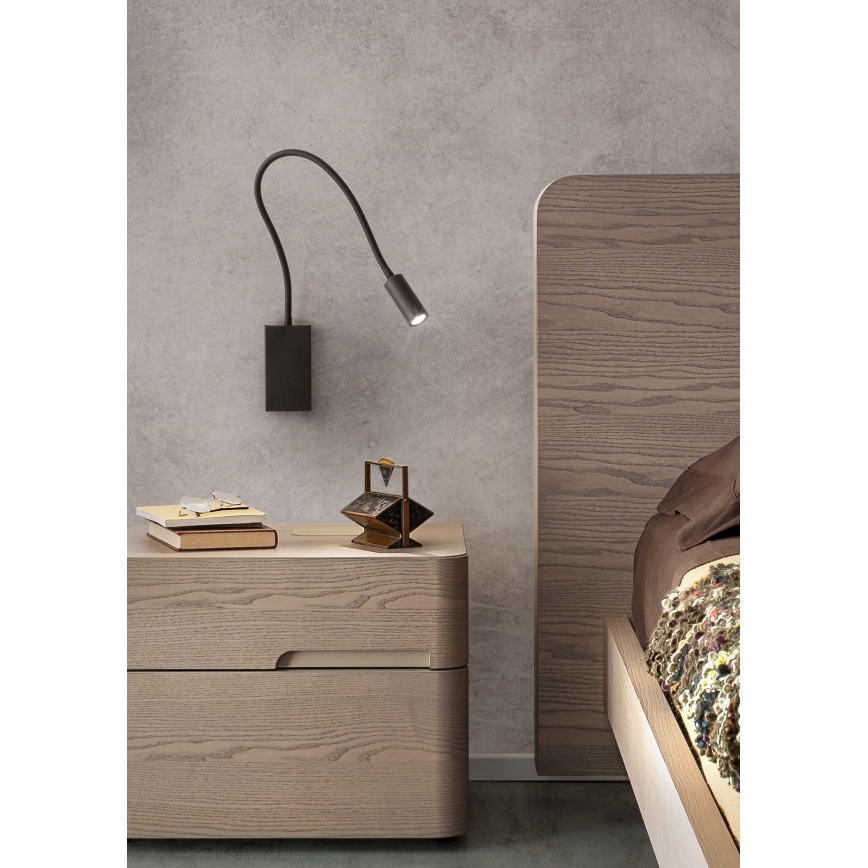 Redo 01-2755 - LED Flexibel läslampa WALLIE LED/3W/230V USB CRI 90 svart