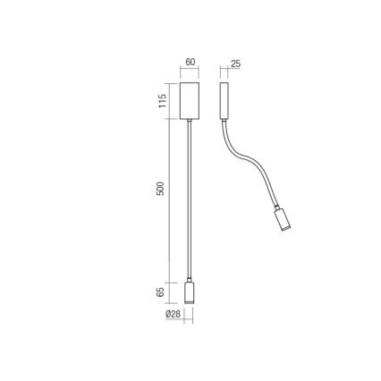 Redo 01-2755 - LED vägglampa WALLIE LED/3W/230V USB CRI 90 svart