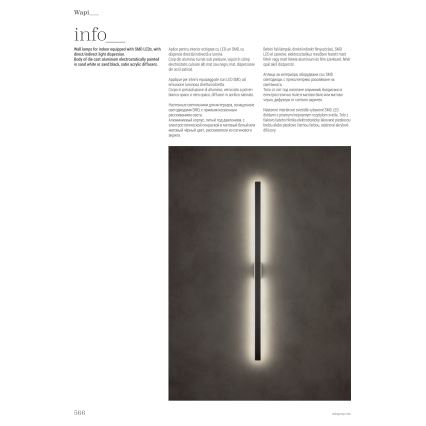 Redo 01-2771 - LED väggbelysning WAPI LED/30W/230V 119 cm svart