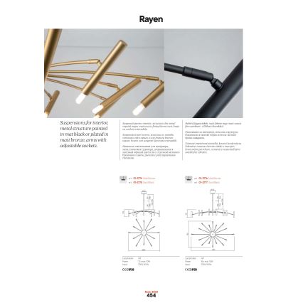 Redo 01-2776 - Pendelkrona RAYEN 16xG9/10W/230V brons