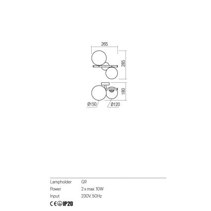 Redo 01-2778 - Vägglampa ROY 2xG9/10W/230V