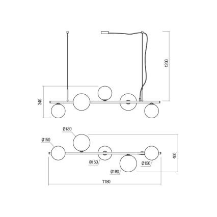 Redo 01-2779 - Pendelkrona ROY 5xG9/10W/230V