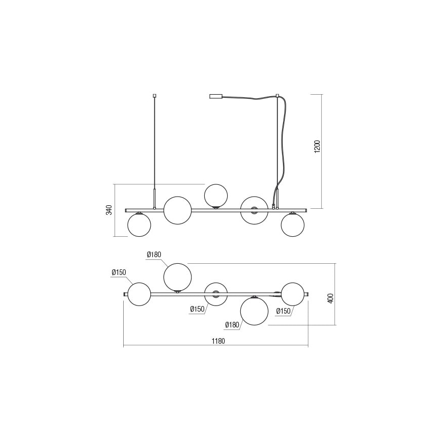Redo 01-2779 - Pendelkrona ROY 5xG9/10W/230V