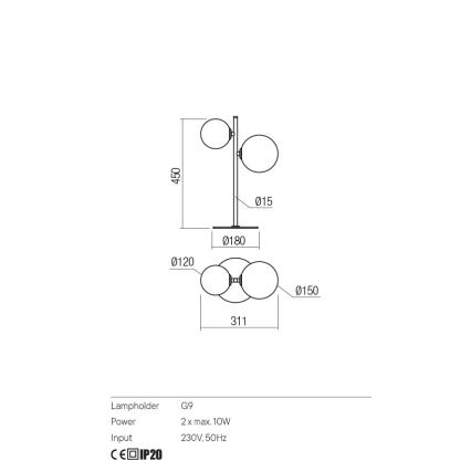 Redo 01-2784 - Bordslampa ROY 2xG9/10W/230V