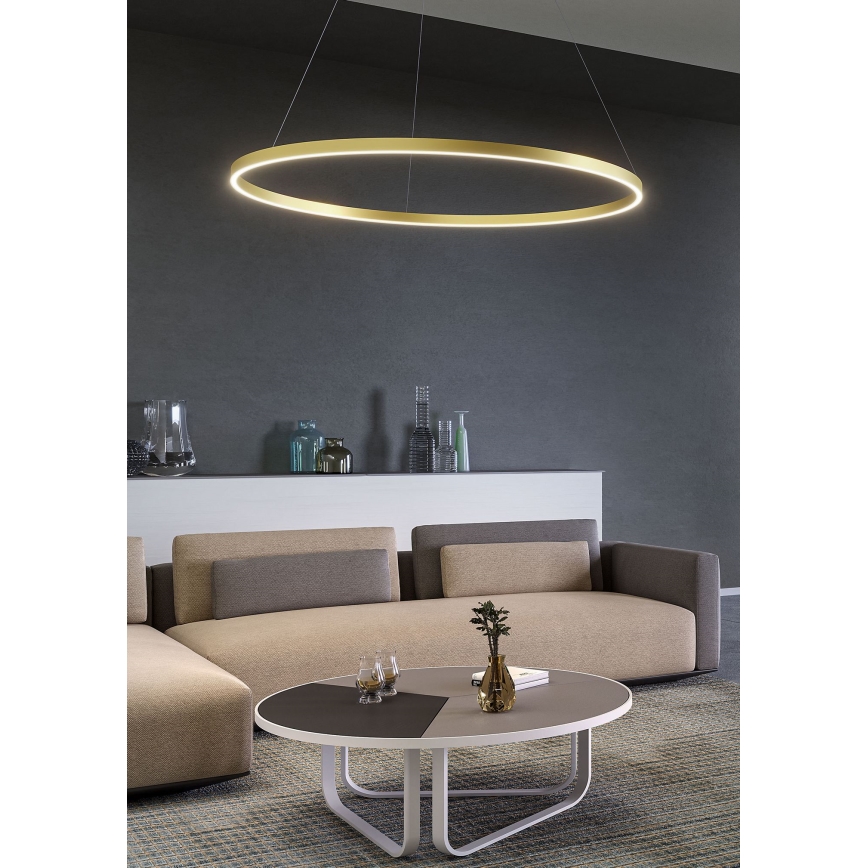 Redo 01-2865 - LED ljusreglerad ljuskrona på textilsladd FEBE LED/37W/230V guld