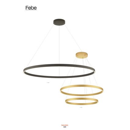 Redo 01-2865 - LED ljusreglerad ljuskrona på textilsladd FEBE LED/37W/230V guld