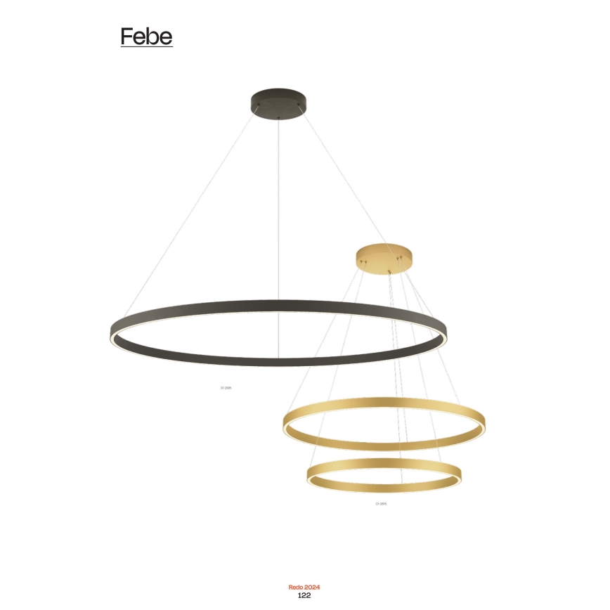 Redo 01-2865 - LED ljusreglerad ljuskrona på textilsladd FEBE LED/37W/230V guld