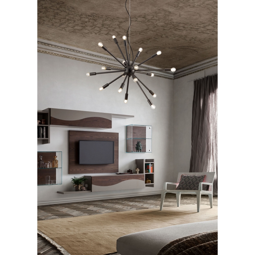 Redo 01-2934 - Ljuskrona med kabel STELLAR 12xE14/25W/230V svart