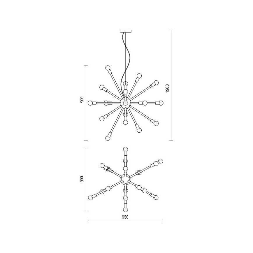 Redo 01-2935 - Ljuskrona STELLAR på kabel 18xE14/25W/230V guld
