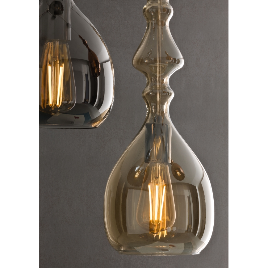 Redo 01-2939 - Takpendel med sladd AMBIX 1xE27/42W/230V Ø 18 cm brun