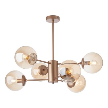 Redo 01-2943 - Pendelkrona MUNDI 6xE14/28W/230V koppar