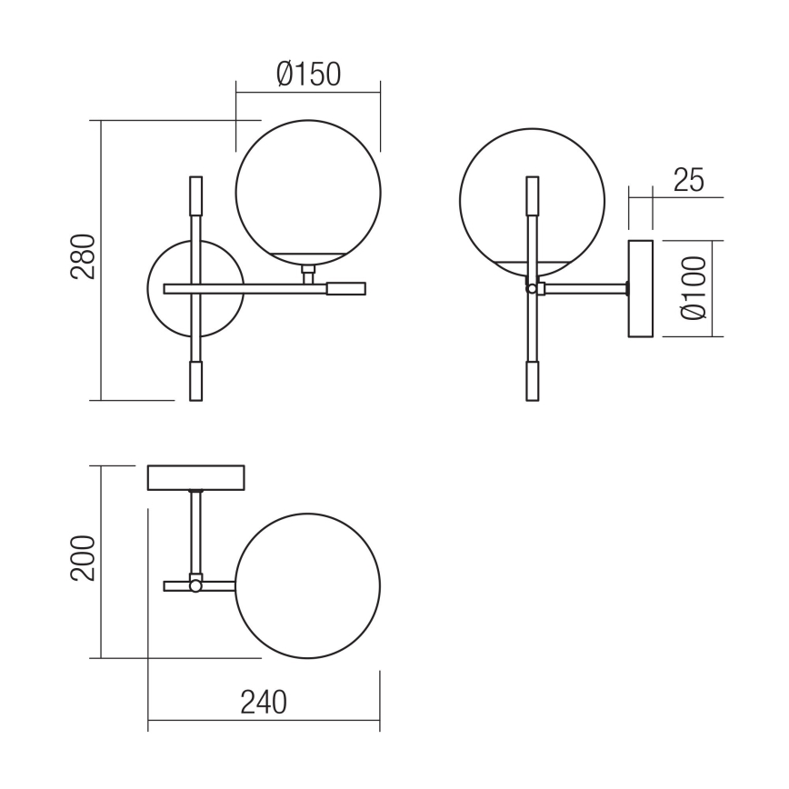 Redo 01-2944 - Vägglampa ESSENTIAL 1xE14/28W/230V rätt