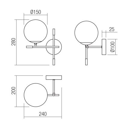 Redo 01-2945 - Vägglampa ESSENTIAL 1xE14/28W/230V vänster