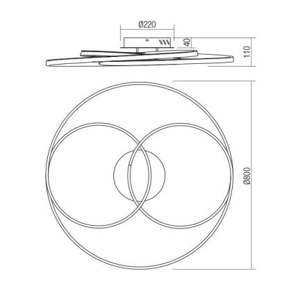 Redo 01-2973 - LED taklampa CENTRIX LED/92W/230V brons