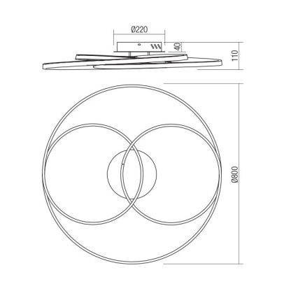 Redo 01-2975 - LED taklampa CENTRIX LED/92W/230V svart
