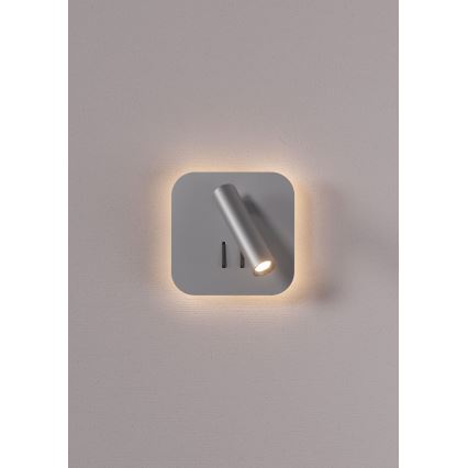 Redo 01-2978 - LED-vägglampa QUDA LED/6W/230V + LED/3W 3000K CRI 90 USB mattkrom