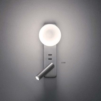 Redo 01-2993 - LED-vägglampa OASIS LED/3W/230V + 1xG9/10W USB CRI 90 polerad krom