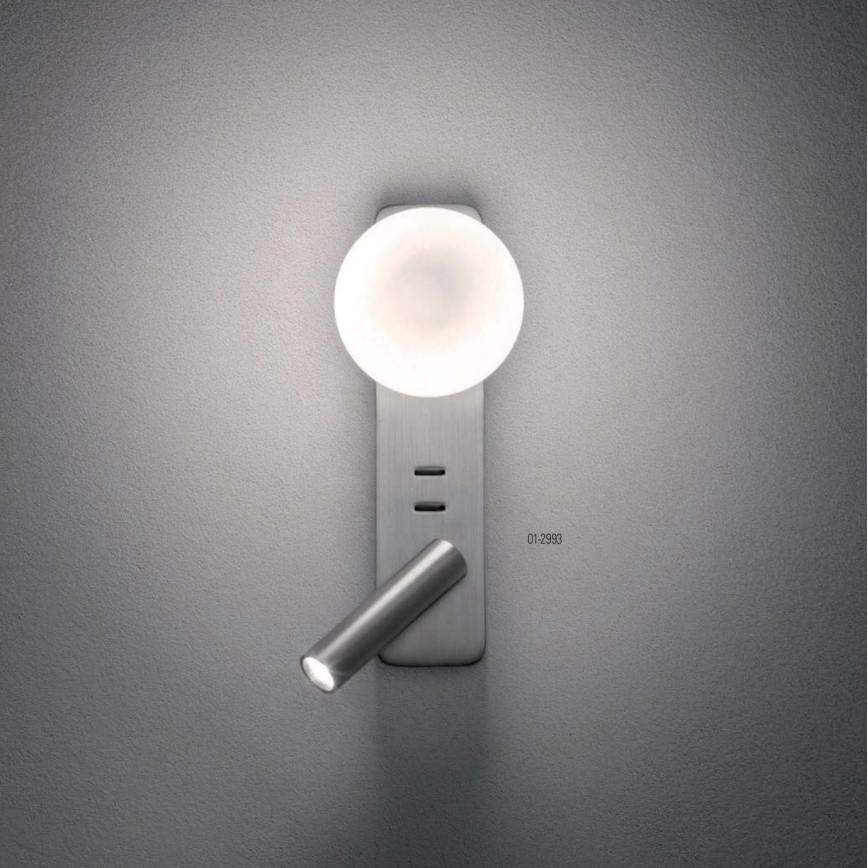 Redo 01-2993 - LED-vägglampa OASIS LED/3W/230V + 1xG9/10W USB CRI 90 polerad krom
