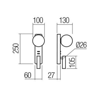 Redo 01-2993 - LED-vägglampa OASIS LED/3W/230V + 1xG9/10W USB CRI 90 polerad krom