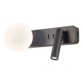 Redo 01-2994 - LED vägglampa OASIS LED/3W/230V + 1xG9/10W USB CRI 90 svart