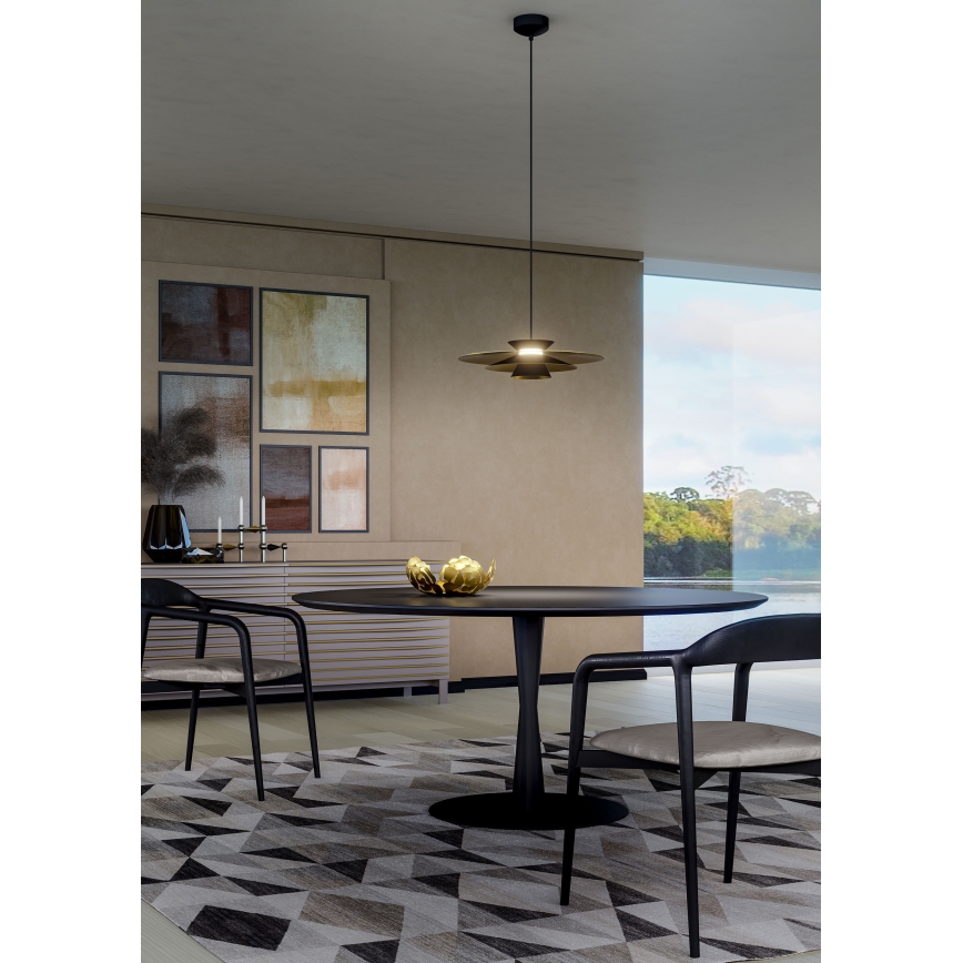 Redo 01-3001 - LED-pendel på vajer FARGO LED/16,5W/230V CRI 90 Ø 50 cm svart/guld