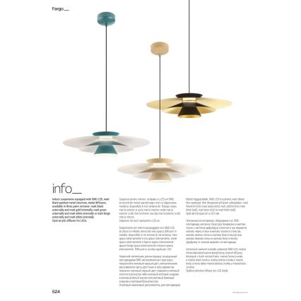 Redo 01-3001 - LED-pendel på vajer FARGO LED/16,5W/230V CRI 90 Ø 50 cm svart/guld