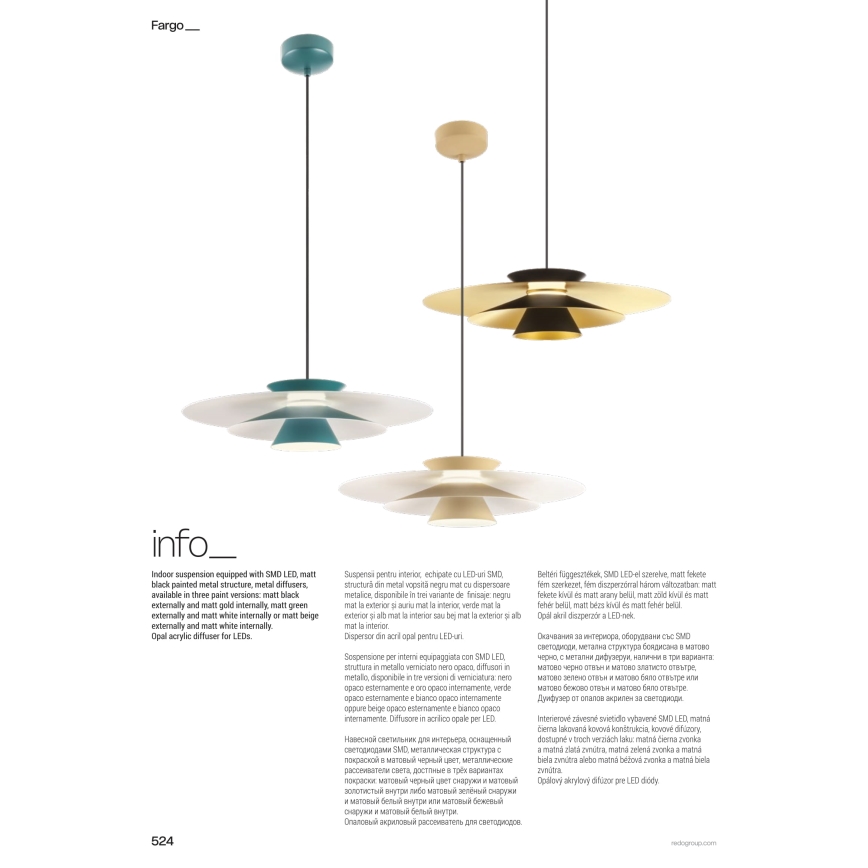 Redo 01-3001 - LED-pendel på vajer FARGO LED/16,5W/230V CRI 90 Ø 50 cm svart/guld