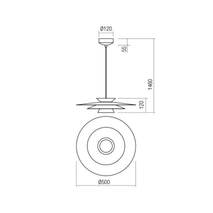 Redo 01-3001 - LED-pendel på vajer FARGO LED/16,5W/230V CRI 90 Ø 50 cm svart/guld
