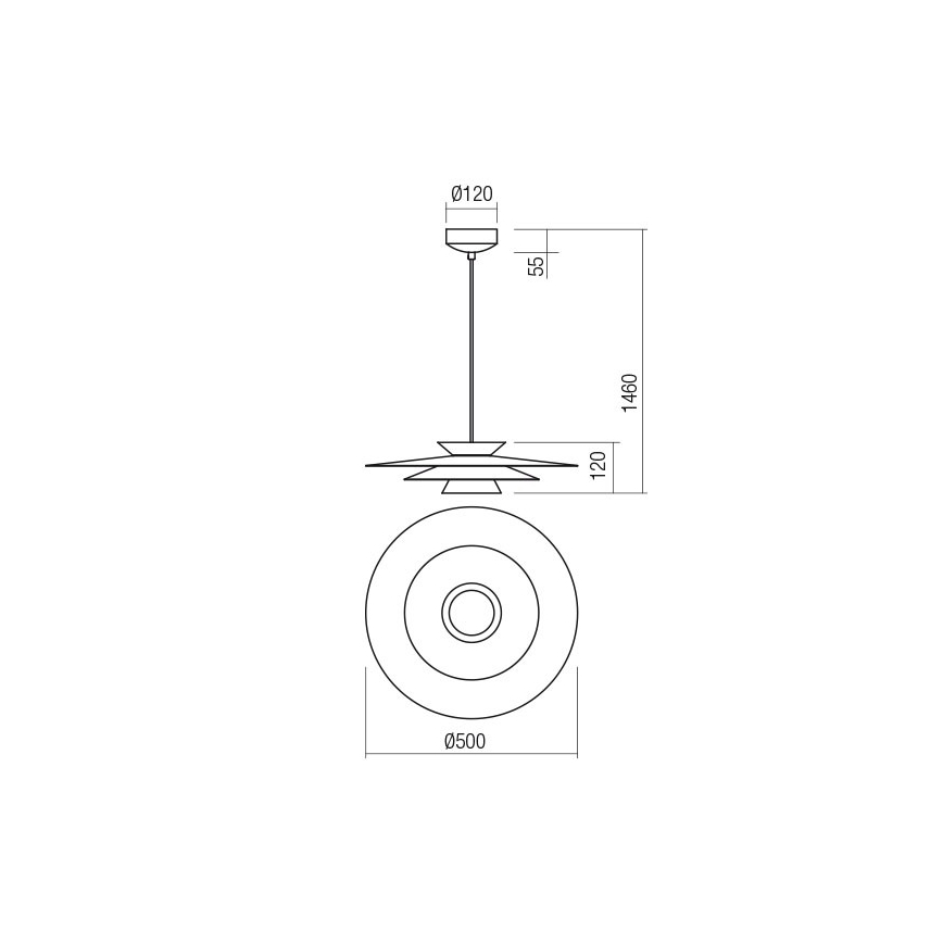 Redo 01-3001 - LED-pendel på vajer FARGO LED/16,5W/230V CRI 90 Ø 50 cm svart/guld