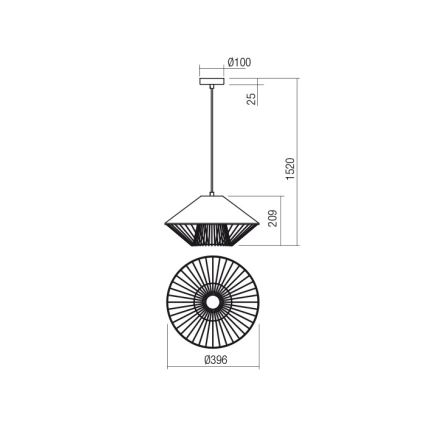 Redo 01-3004 - Pendellampa GRILL med kabel 1xE27/42W/230V Ø 39,6 cm svart/vit